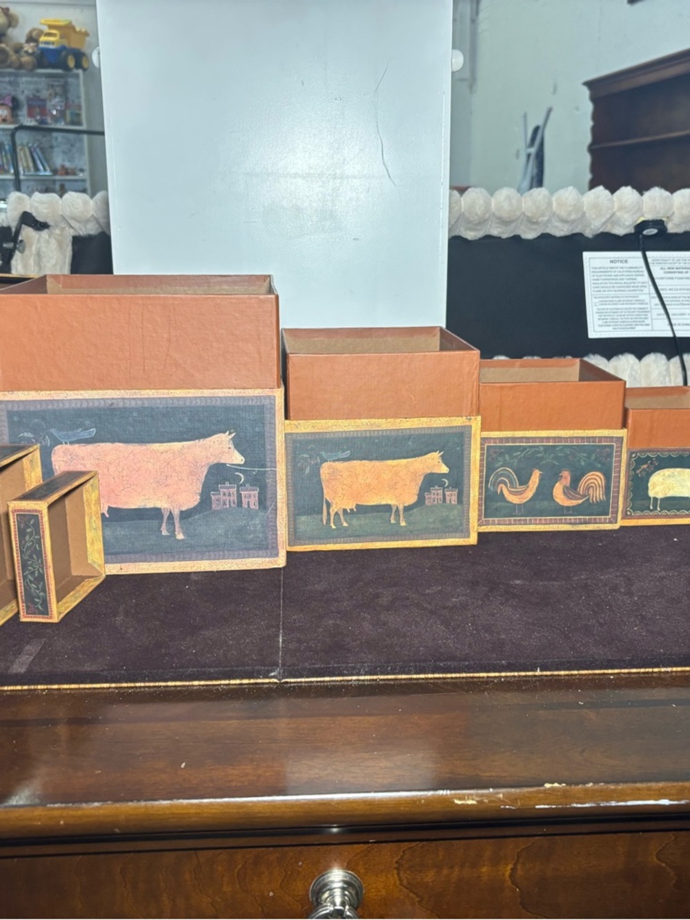 Farmhouse Nested Storage Boxes - Rust and Black